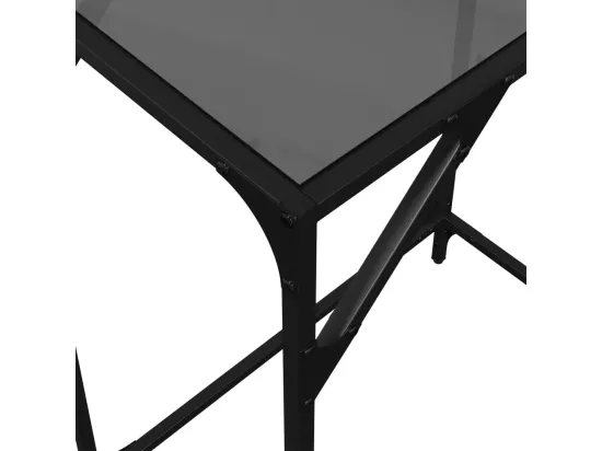 Table console avec dessus en verre noir 60x35x81 cm acier