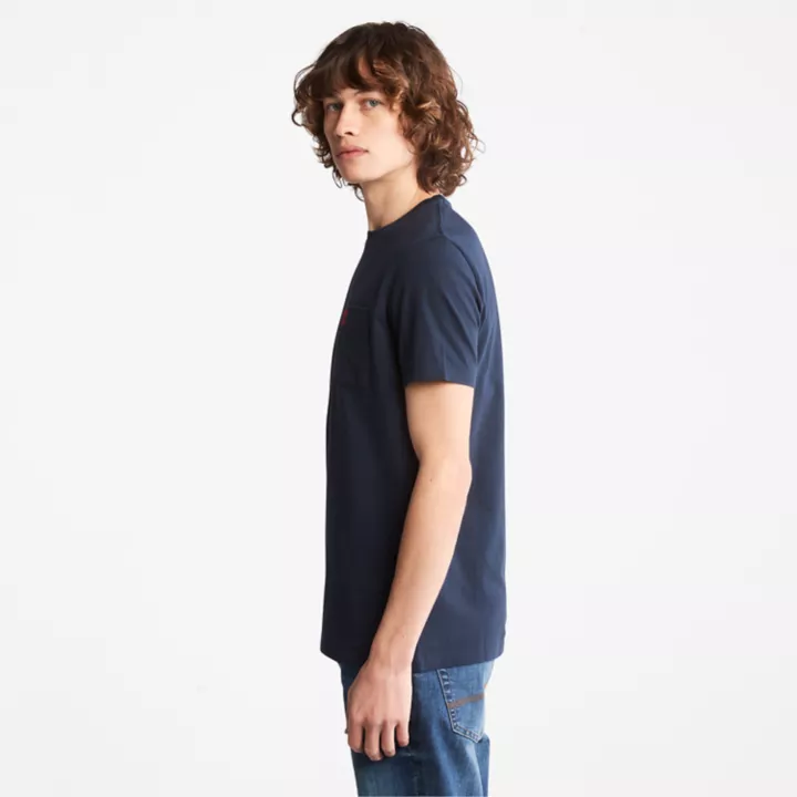T-shirt Dunstan River à poche pour homme en bleu marine