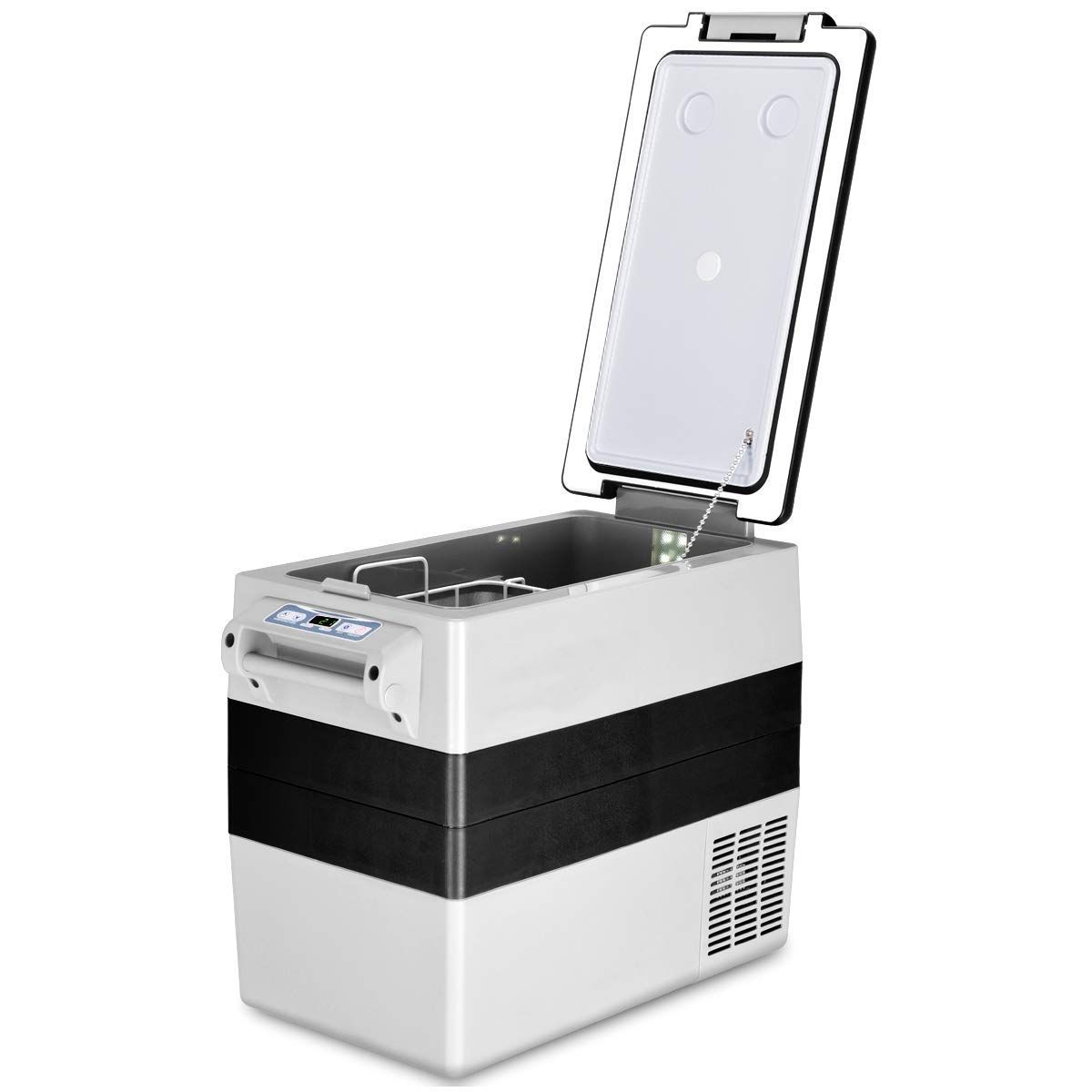 Réfrigérateur 52l de Voiture -20℃/+10℃ Mini Réfrigérateur Portable Ecran Lcd Adaptateur 69x34,5x52,5cm Noir+Gris - Lidl-Manfred