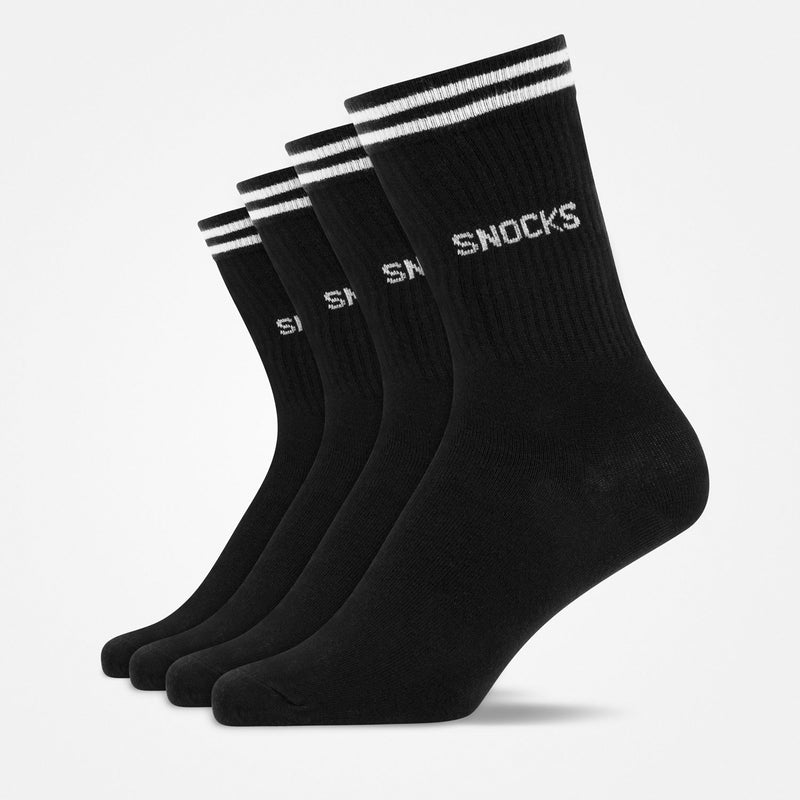 Hohe Sportsocken mit Streifen aus Bio-Baumwolle Schwarz