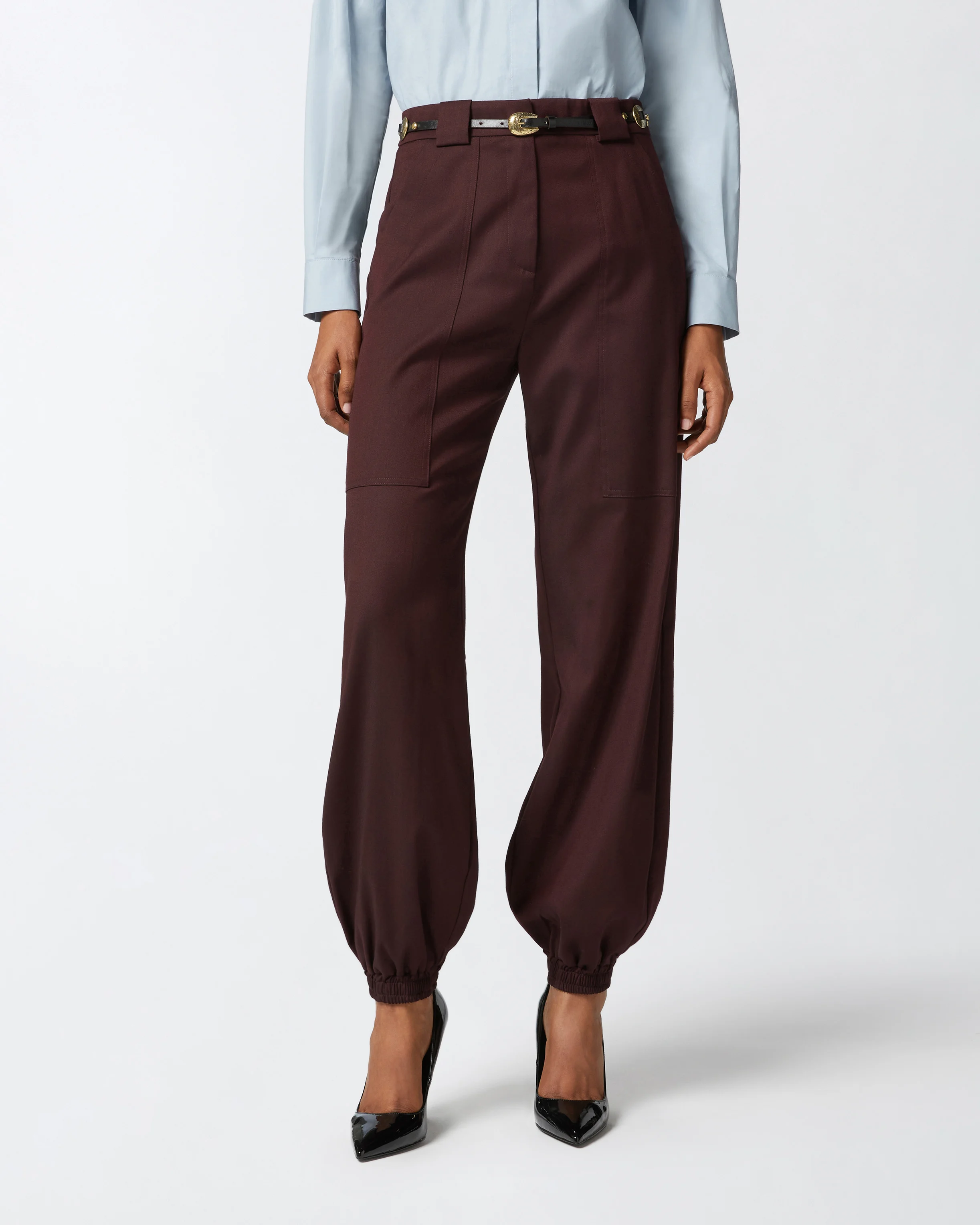 Pantalon utilitaire en flanelle avec bas de jambe élastiqué | Rouge