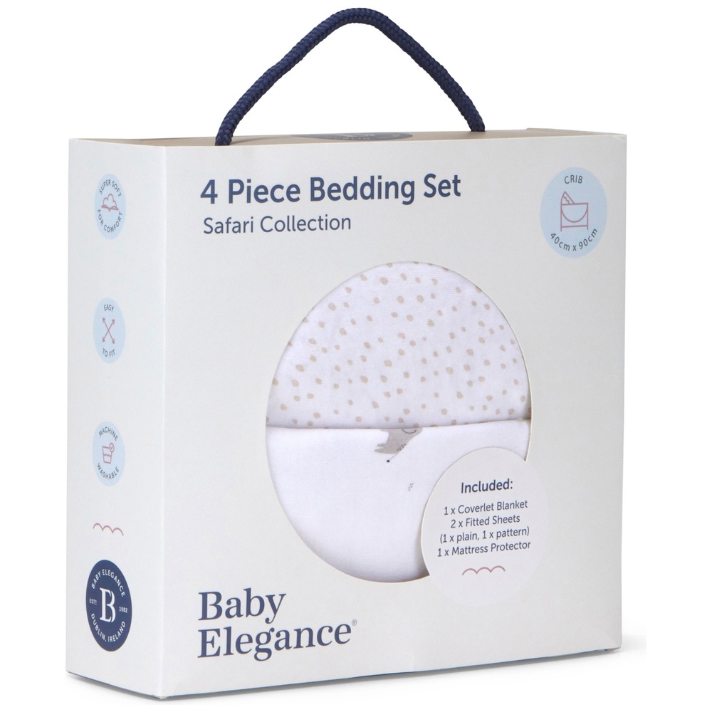 Baby Elegance 4-teiliges Babybettwäsche-Set Safari 90x40cm