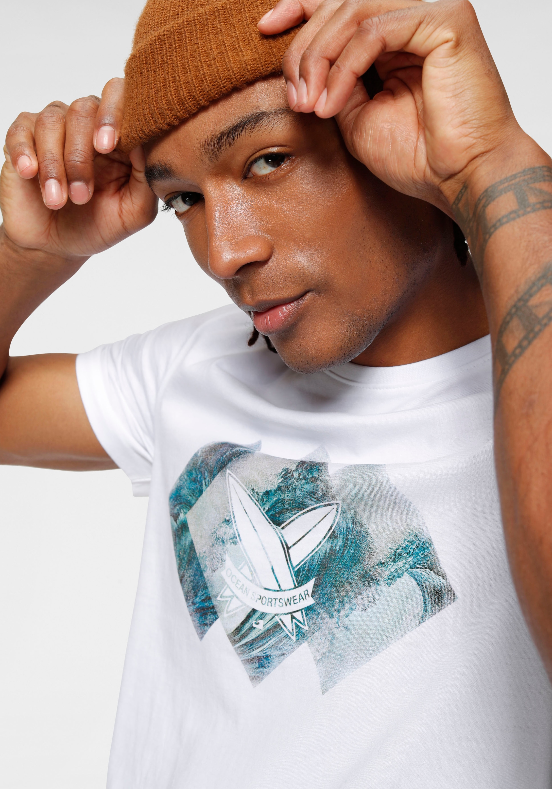Ocean Sportswear T-Shirt , kurzärmelig,  schmal geschnitten,  mit Print,  Rundhalsausschnitt