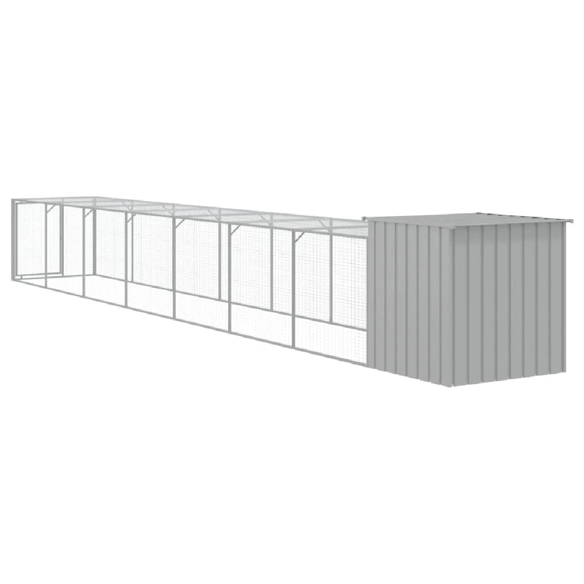 vidaXL Poulailler cour gris clair 110x813x110 cm