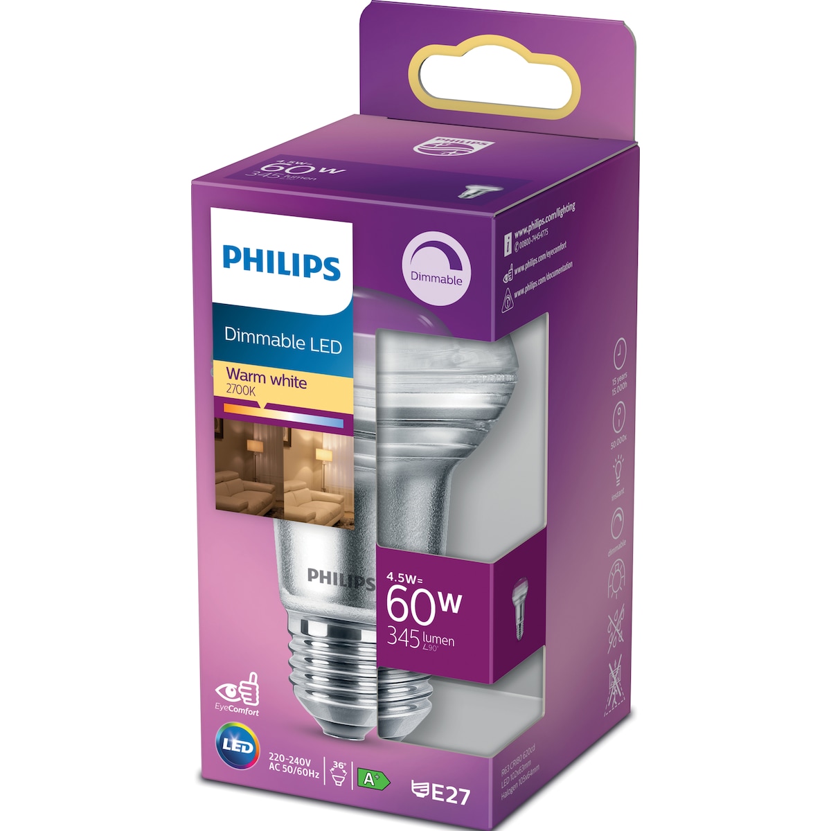 Philips LED-lyspære 4,5W E27