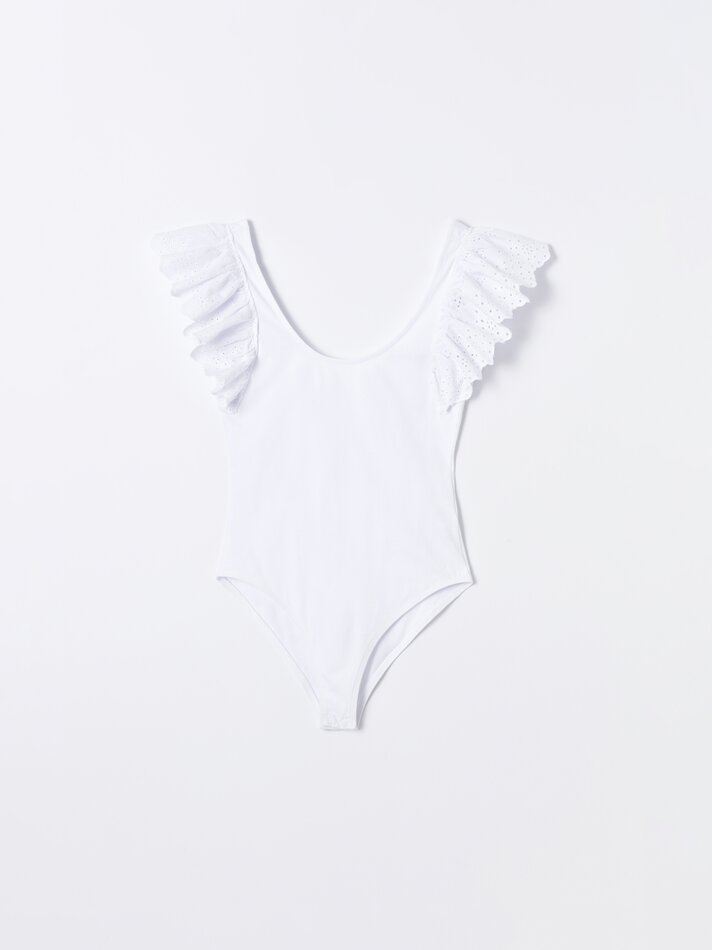 Body com mangas franzidas - Branco
