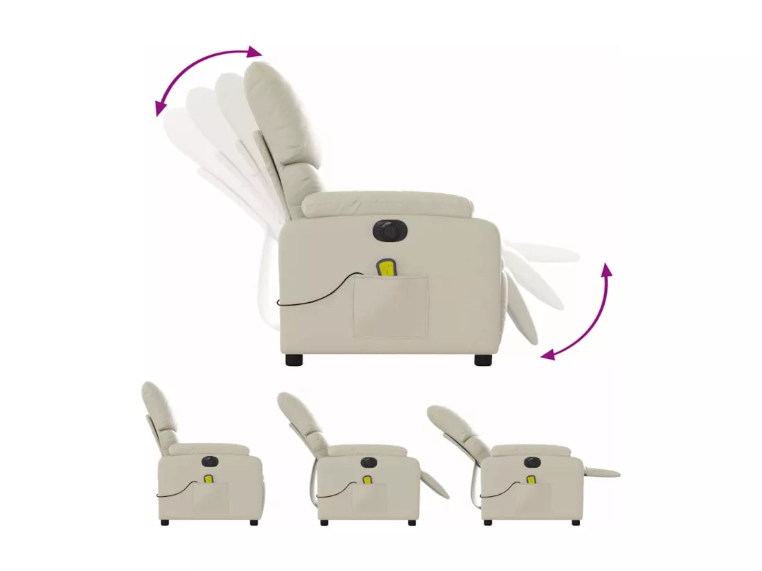 Fauteuil de massage inclinable électrique crème similicuir