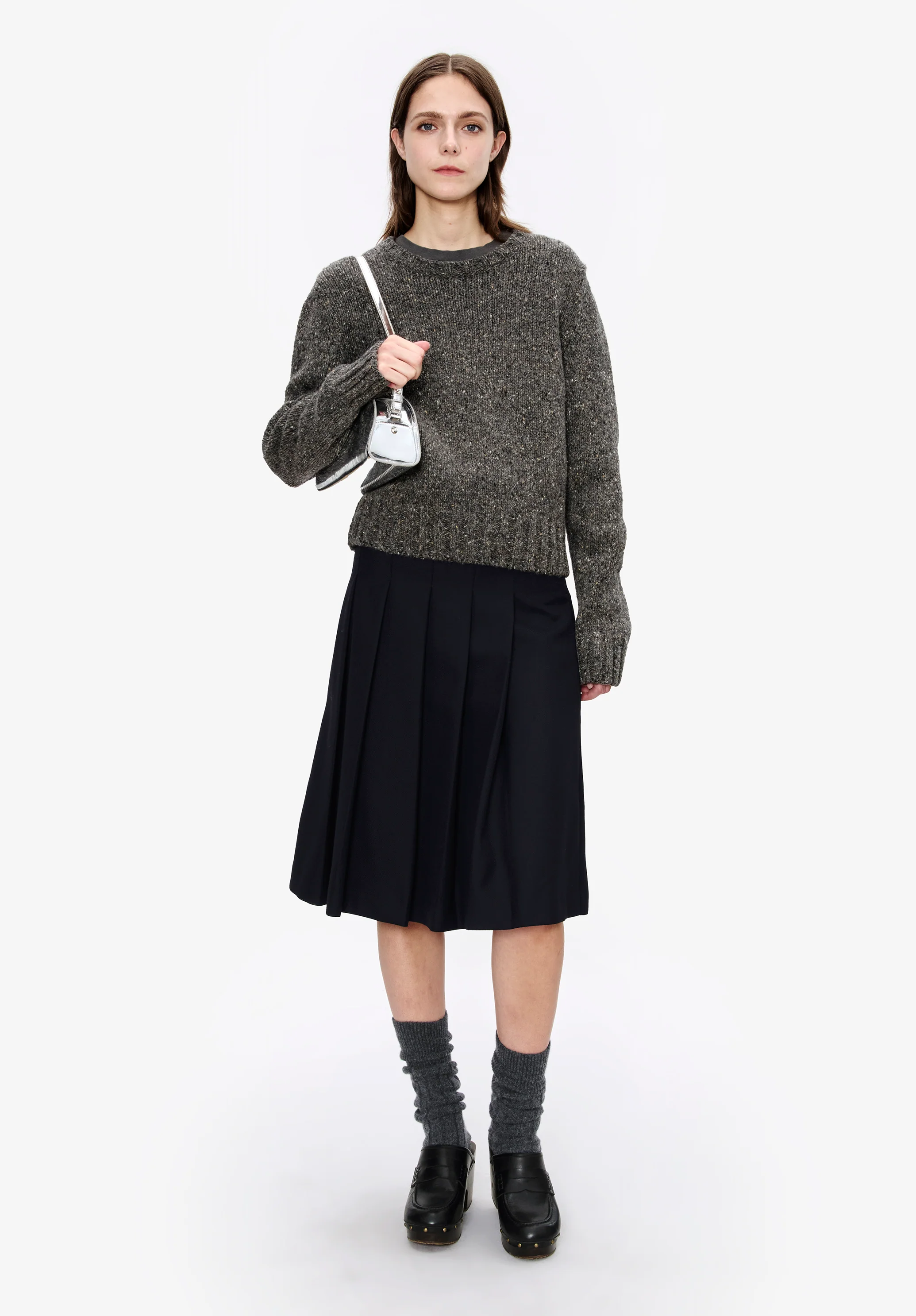 pull court col rond - Gris chine