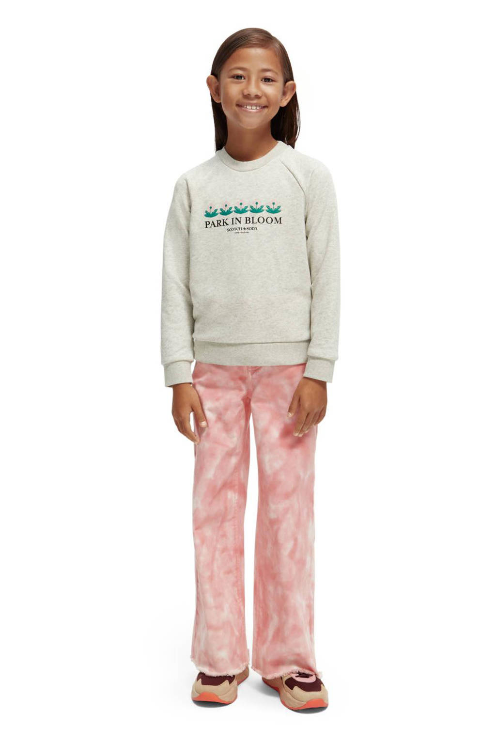 Scotch & Soda tie-dye high waist wide leg broek roze/wit