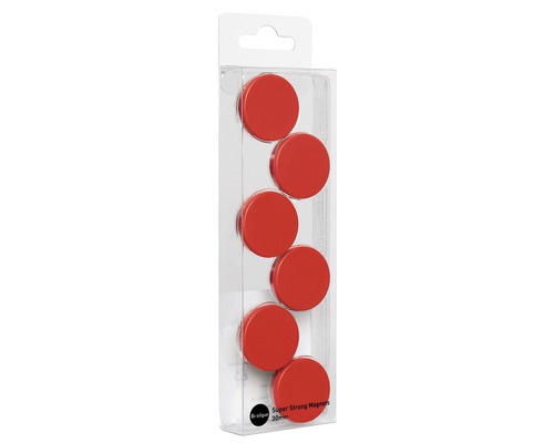 Rode magneten, Ø 2 cm, set van 6
