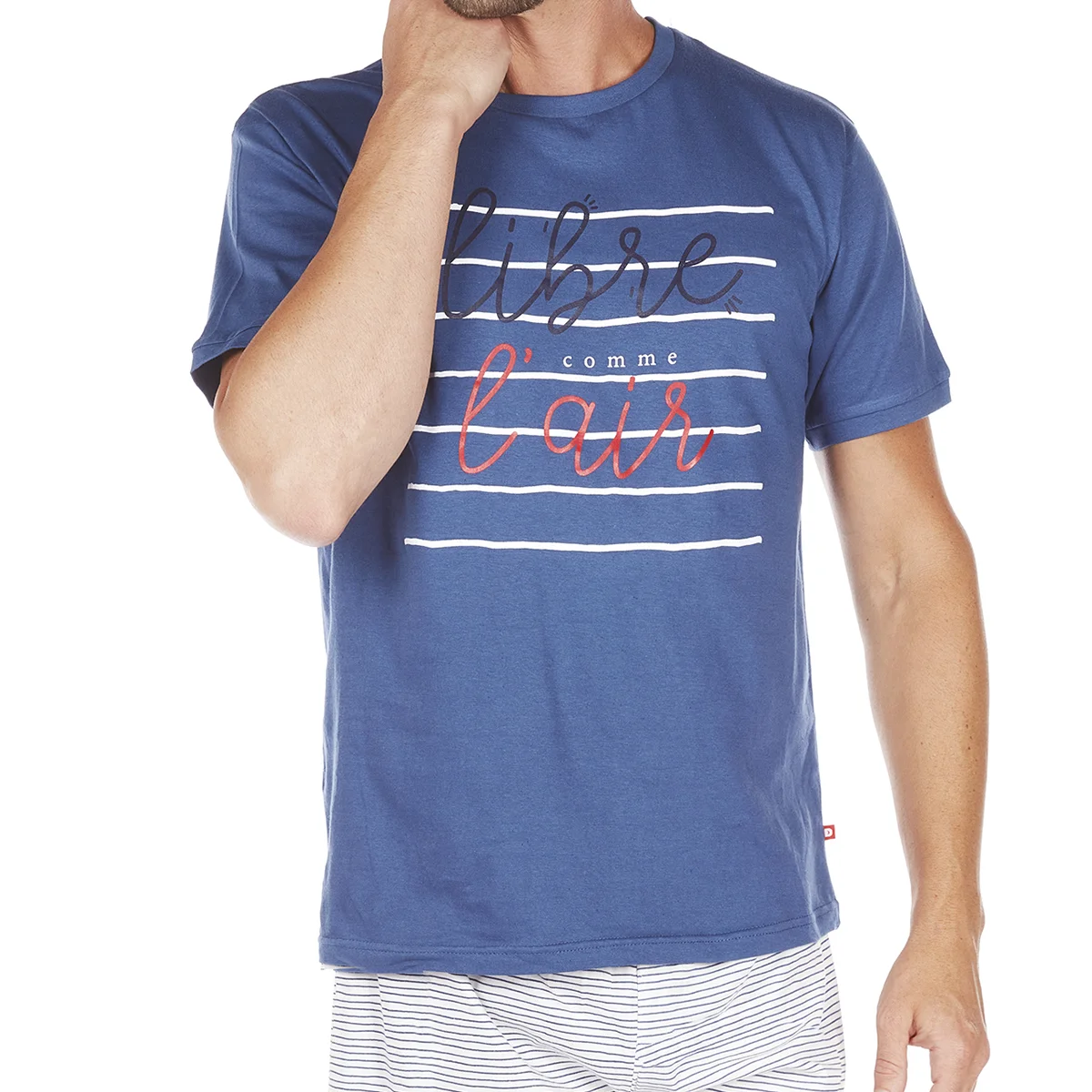 Pyjashort homme LIBRE bleu/écru