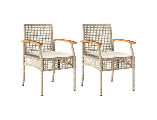 VIDAXL - Chaises de jardin coussins lot de 2 beige résine tressée aca...