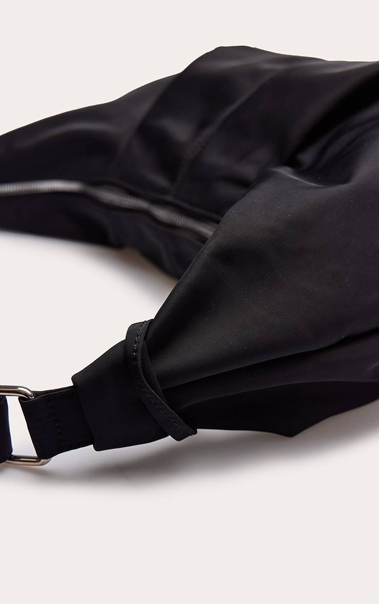 Noir Sac Bandoulière En Nylon Avec Détail Froncé