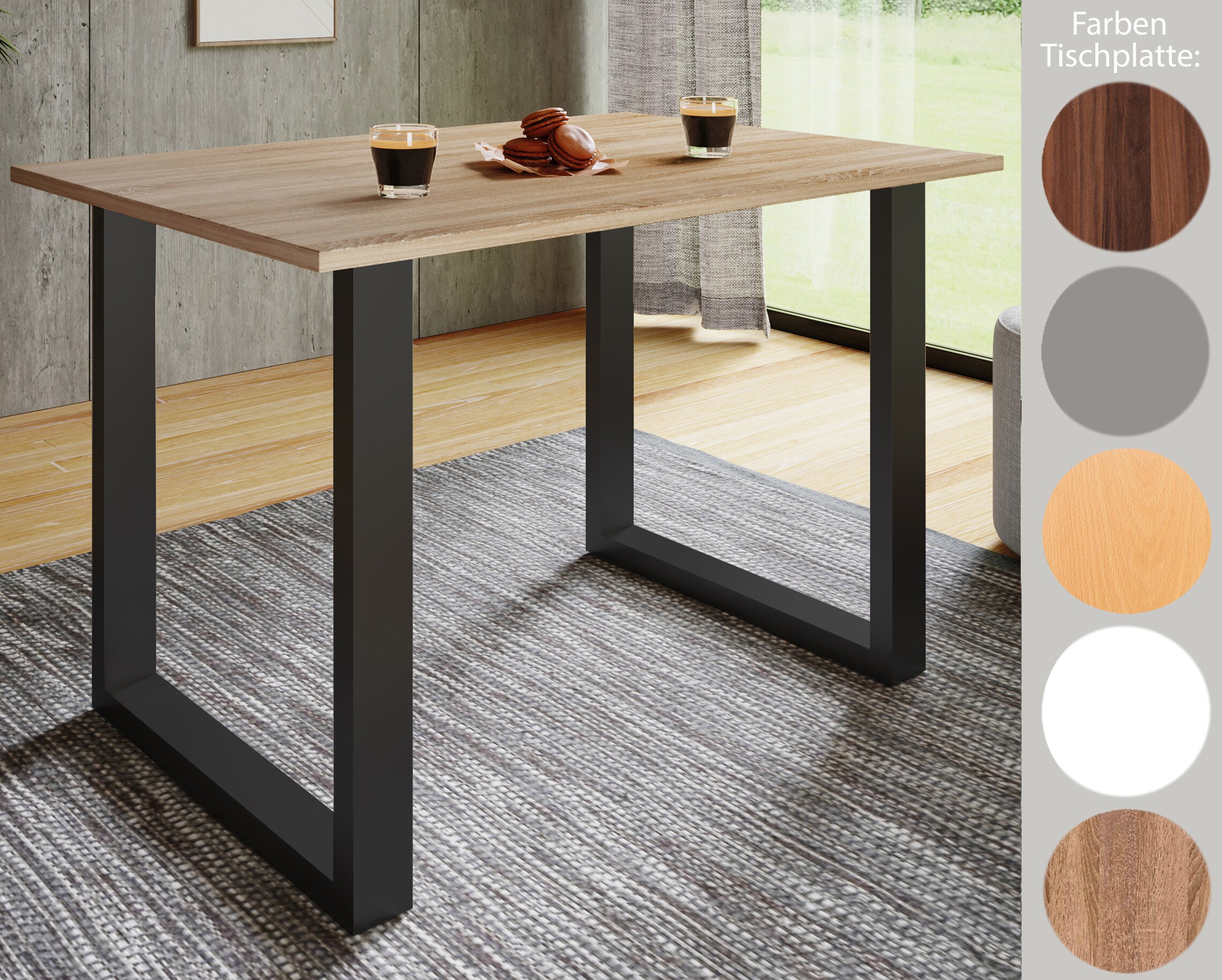 VCM Premium Holz Esstisch Küchentisch Speisetisch Tisch Xona U Schwarz