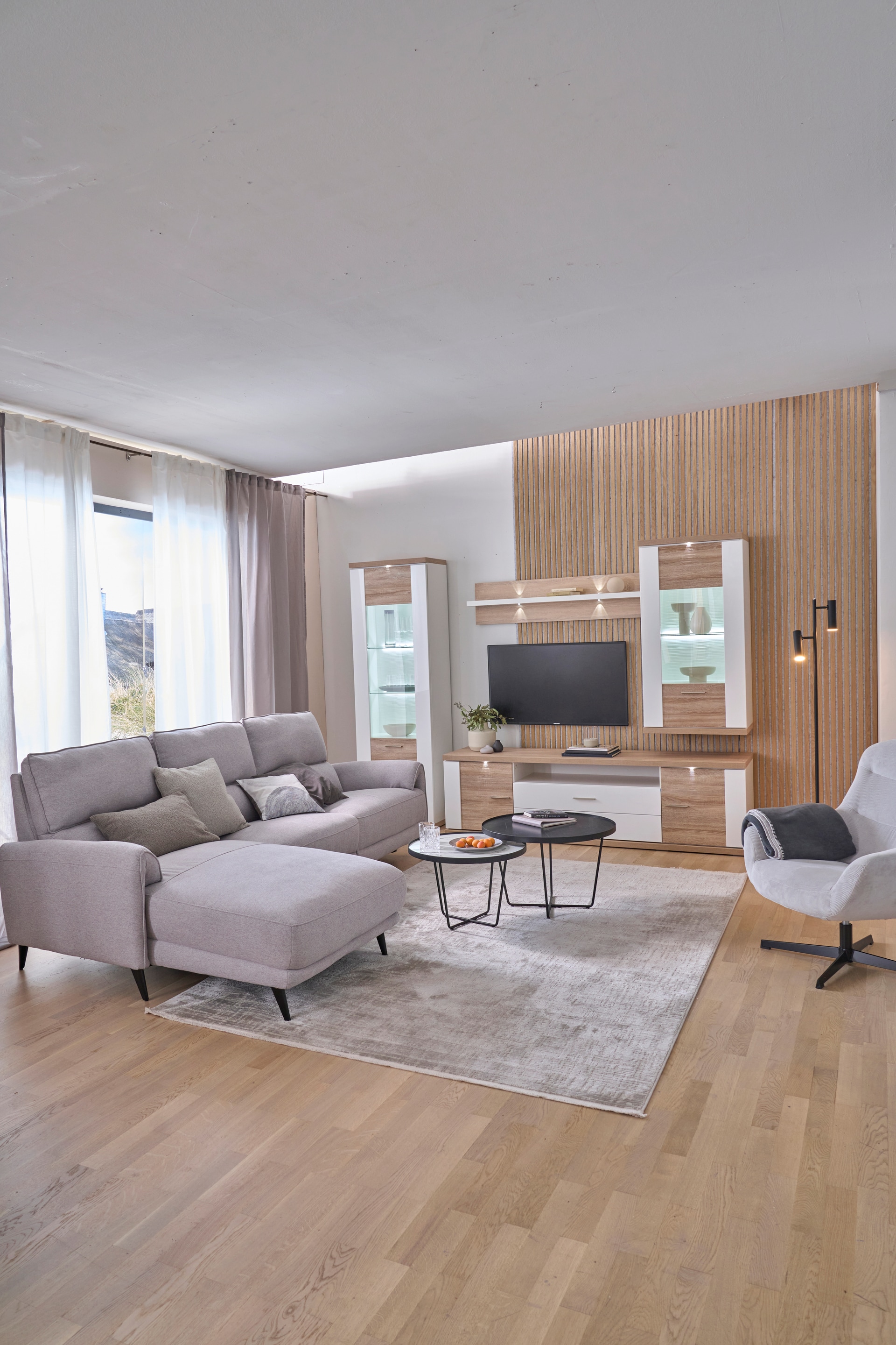 Ecksofa PEPE 160 x 279 cm hellgrau