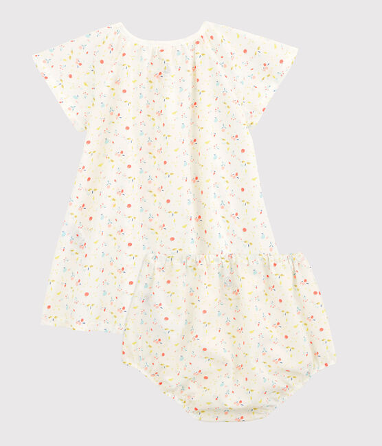 Robe manches courtes fruitée avec bloomer bébé fille en tubique chaine et trame en coton biologique