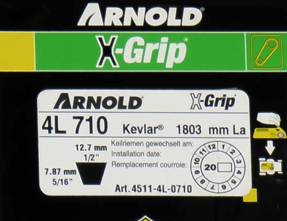 Courroie trapézoïdale x-grip v de type 4l710