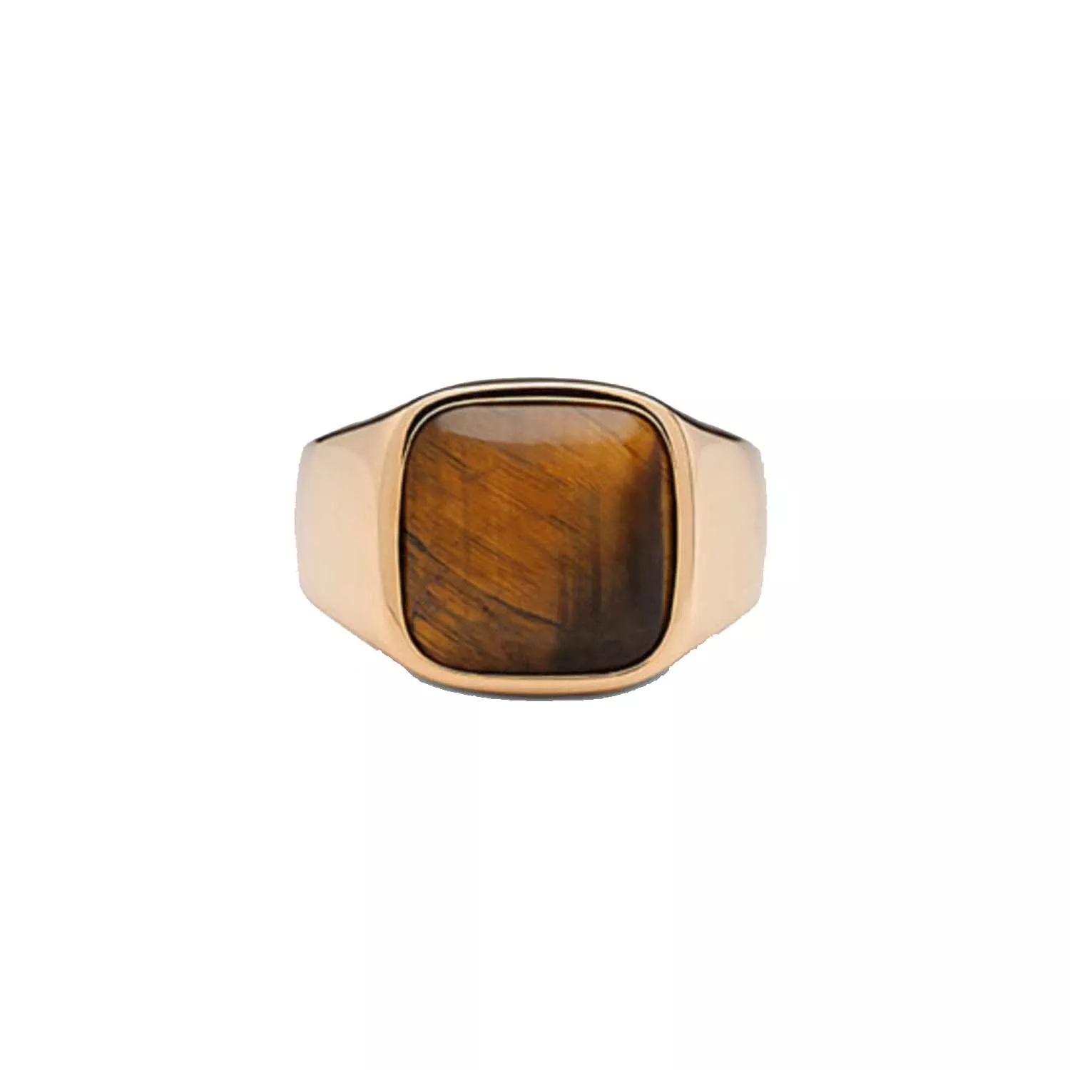 IX Studios Cushion Signet Tiger Eye Ring 22 kt. Forgyldt Sølv DMN0282GDTE