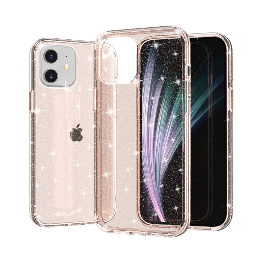 iPhone 12 / iPhone 12 Pro Hybrid Hardcase Schutzhülle im Glitzer Design - Gold / Transparent