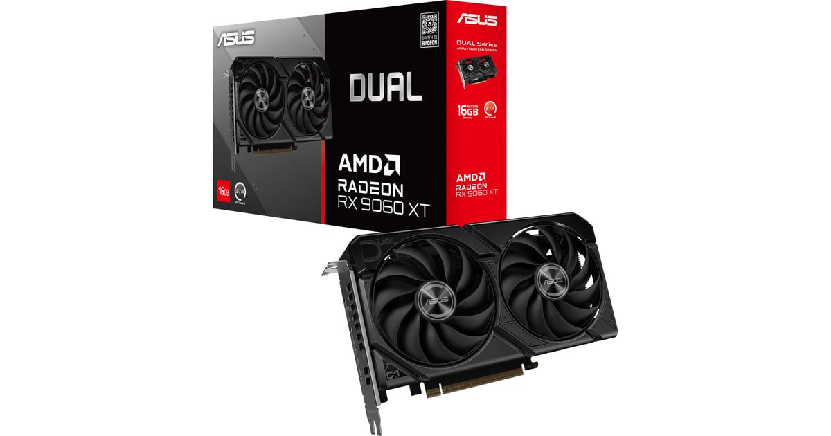 ASUSDUAL Radeon RX 9060 XT 16GB grafische kaart  (2x DisplayPort, 1x HDMI)