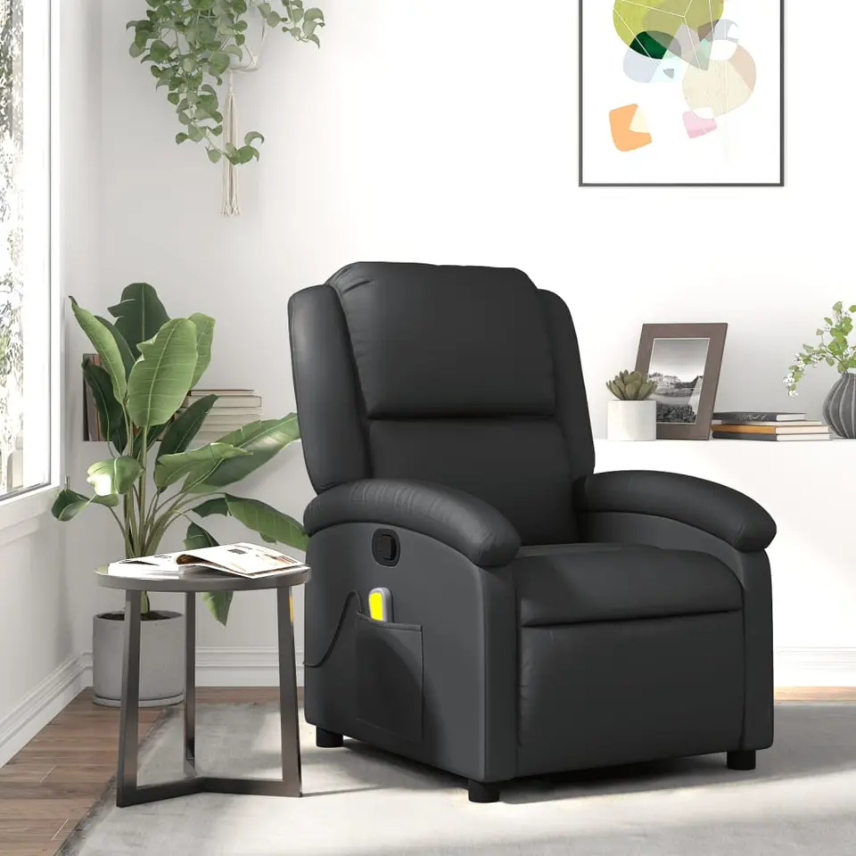 vidaXL - Massagestoel - Zwart - Leer