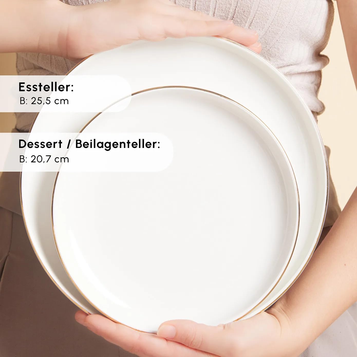 Karaca New Saturn Gold 59-Teiliges Streamline Porzellan Geschirrset für 12 Personen Set-Porzellan Geschirr set Servierteller aus Porzellan,Neuer Knochen