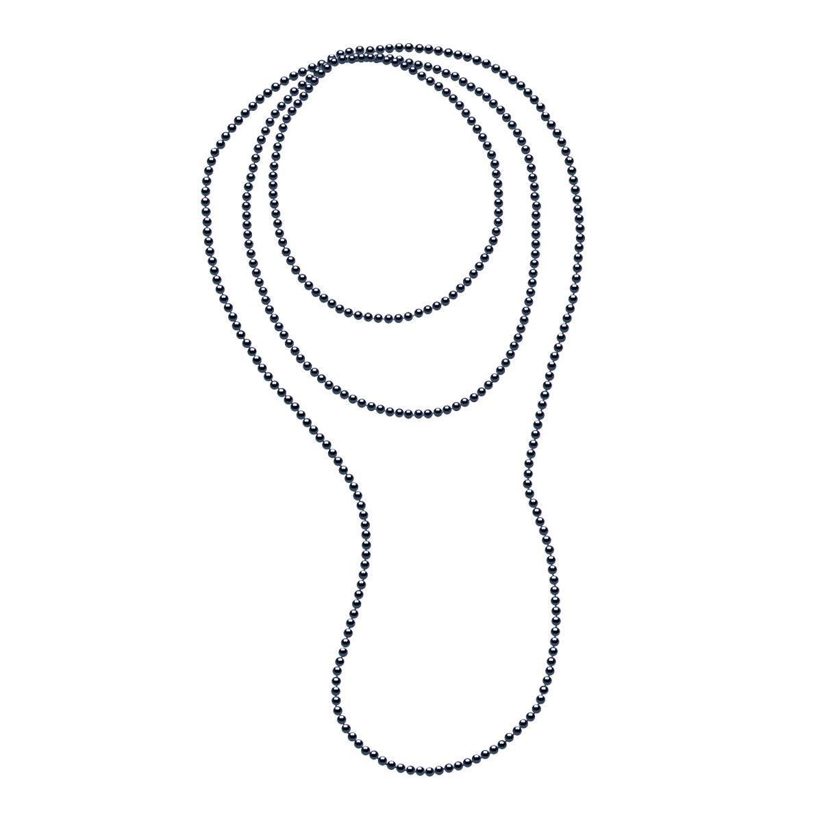 Sautoir OPERA Perles d'Eau Douce 4-5 mm Noires Longueur 160 cm
