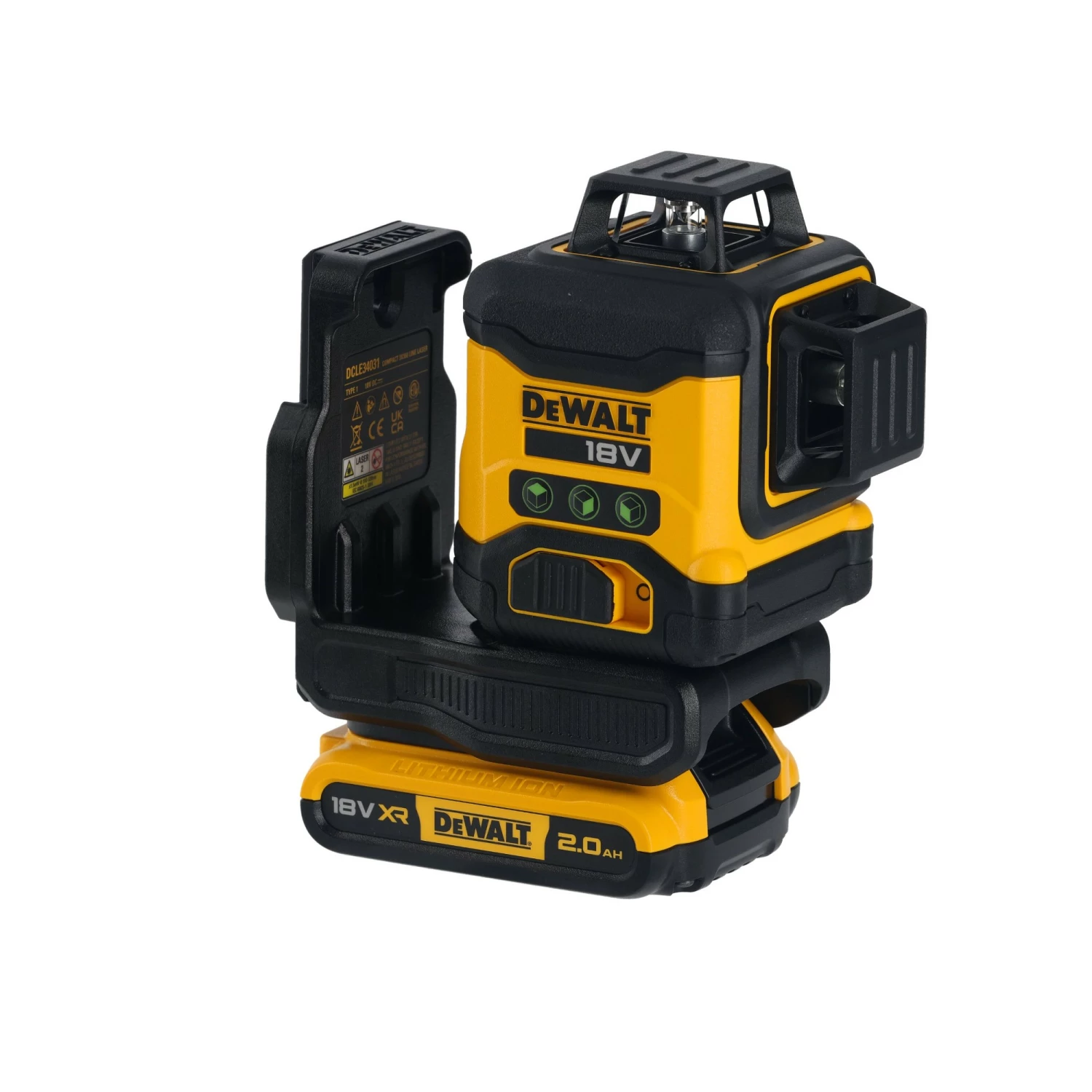 DeWALT DCLE34031D1-QW 18V Li-ion Accu zelfnivellerende Kruislijnlaser set (1x 2.0Ah) - 3x360° - Groen