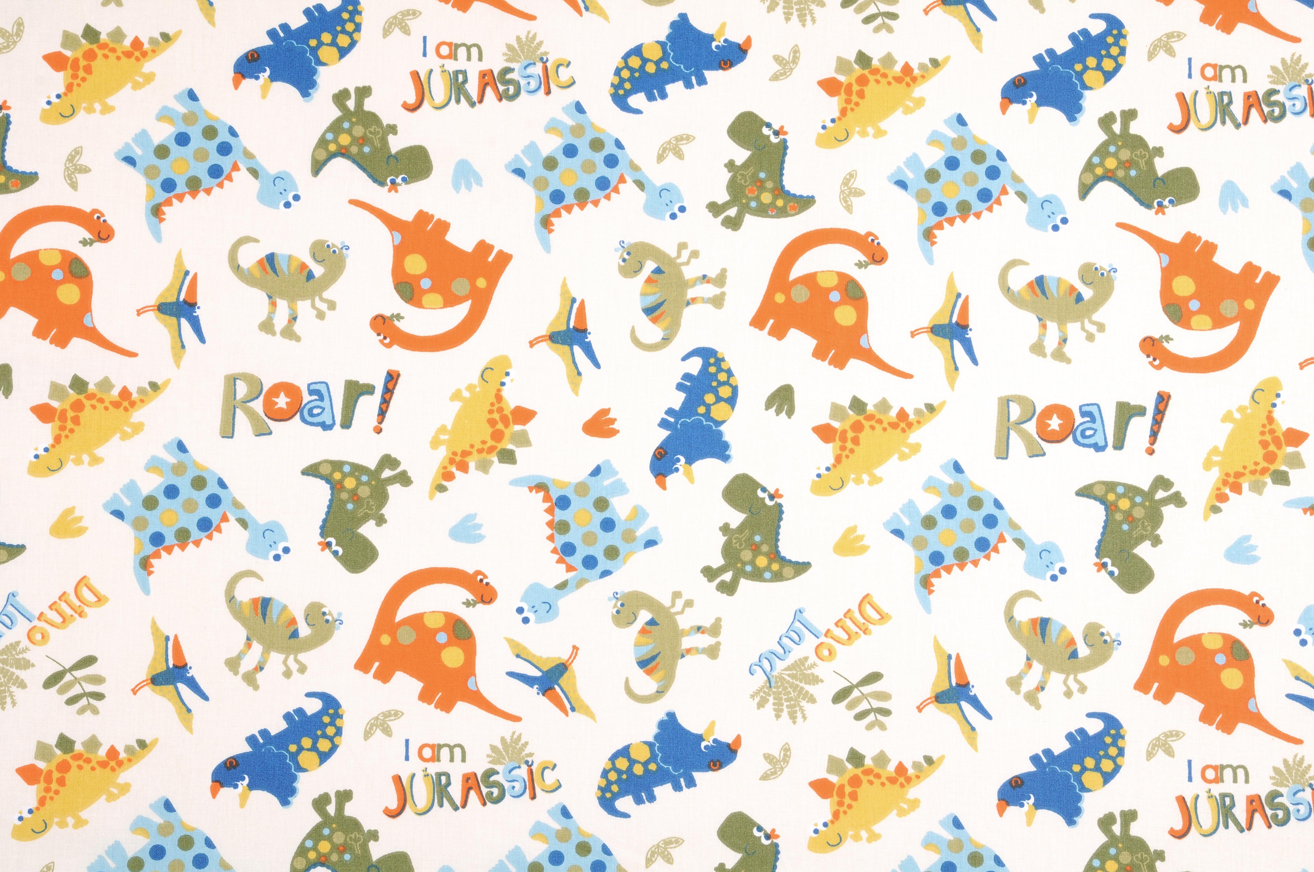 JURASSIC CRETONNE 160CM COTON BLEU-1