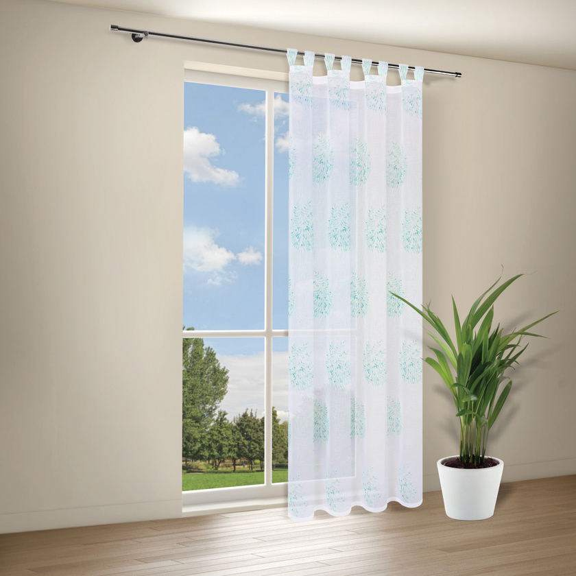 Schlaufenschal - weiß-hellblau - Floral - 140x245 cm