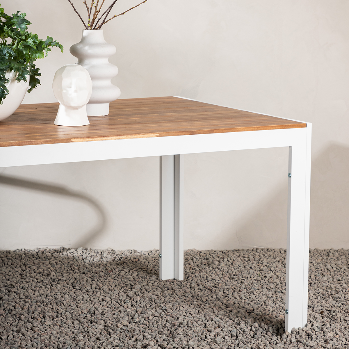 Tuintafel Lasse aluminium - houten tafelblad Wit
