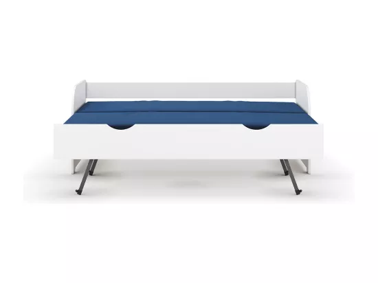 Lit banquette gigogne 80x200 cm bois massif blanc EZRA