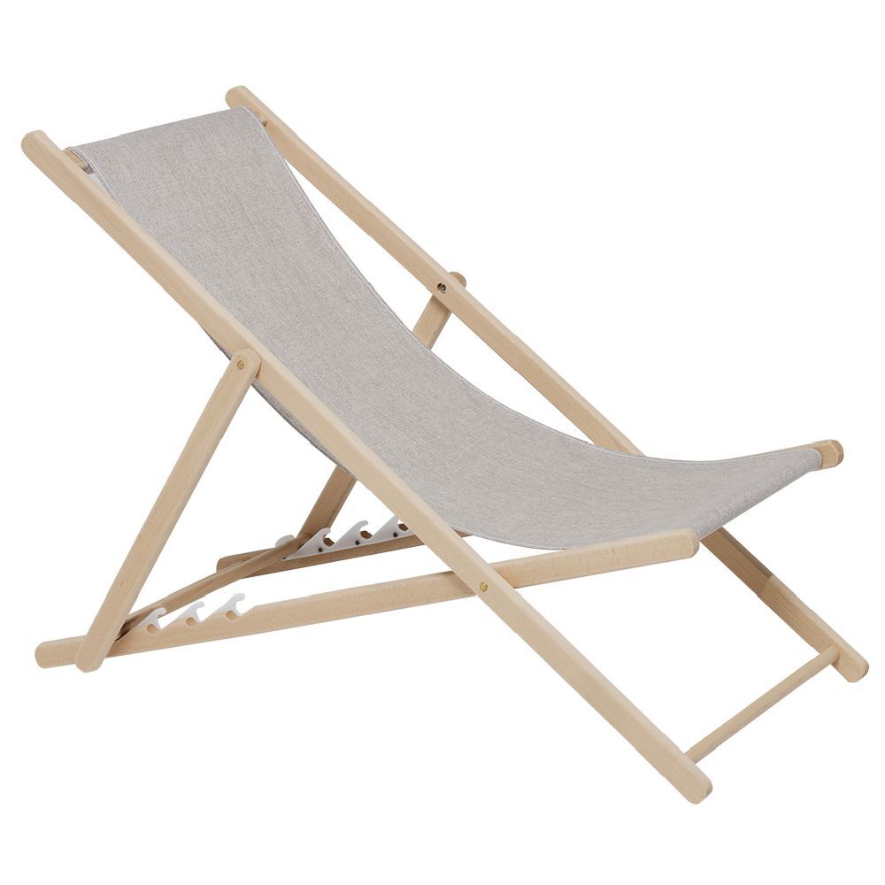 Chilienne Wood hêtre et tissu coton beige uni 96x56xH96cm