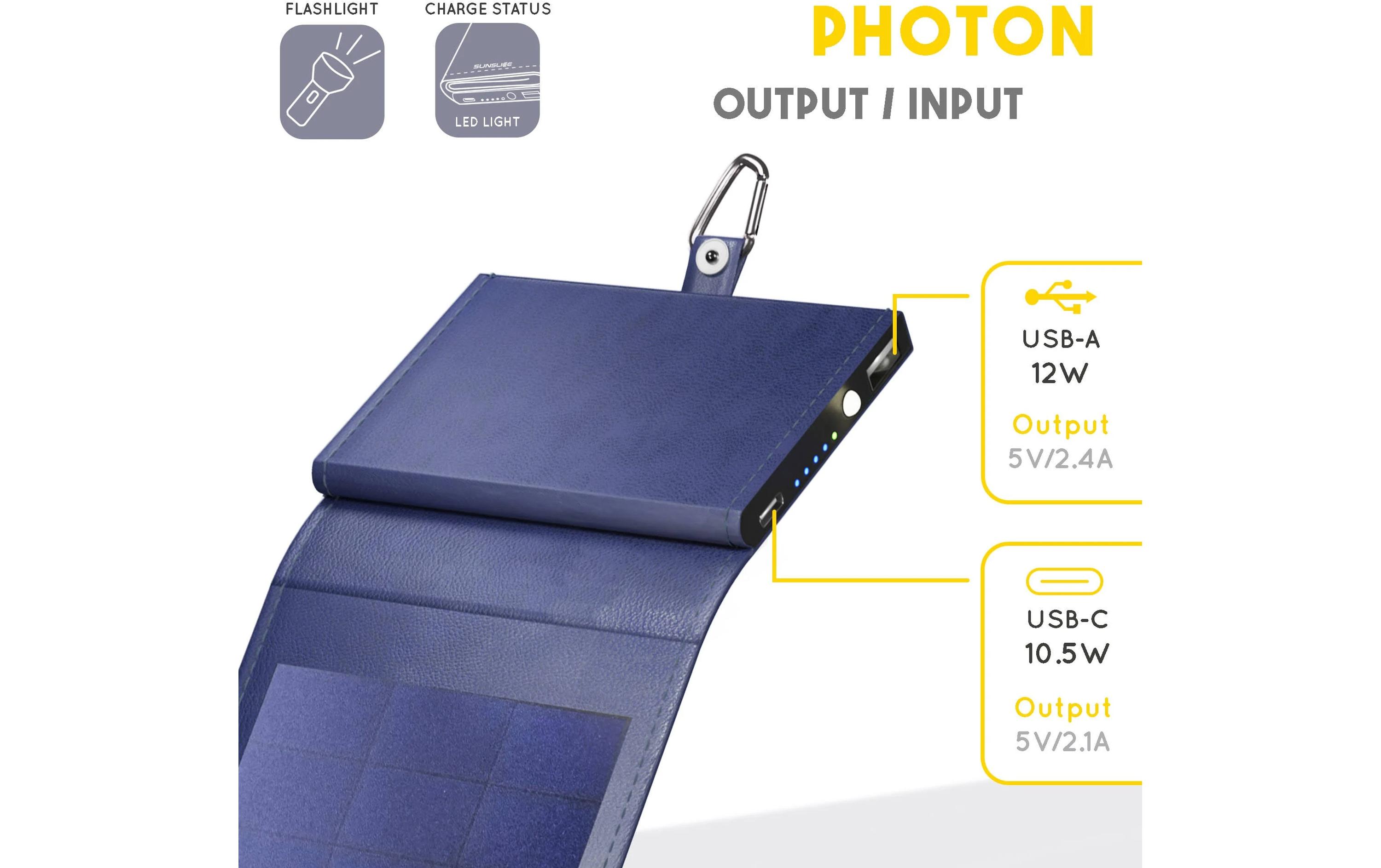 Powerbank Photon 4W Sol – Rot, 4000 mAh<br>Kleines, tragbares Solar-Ladegerät mit 4000 mAh Akku