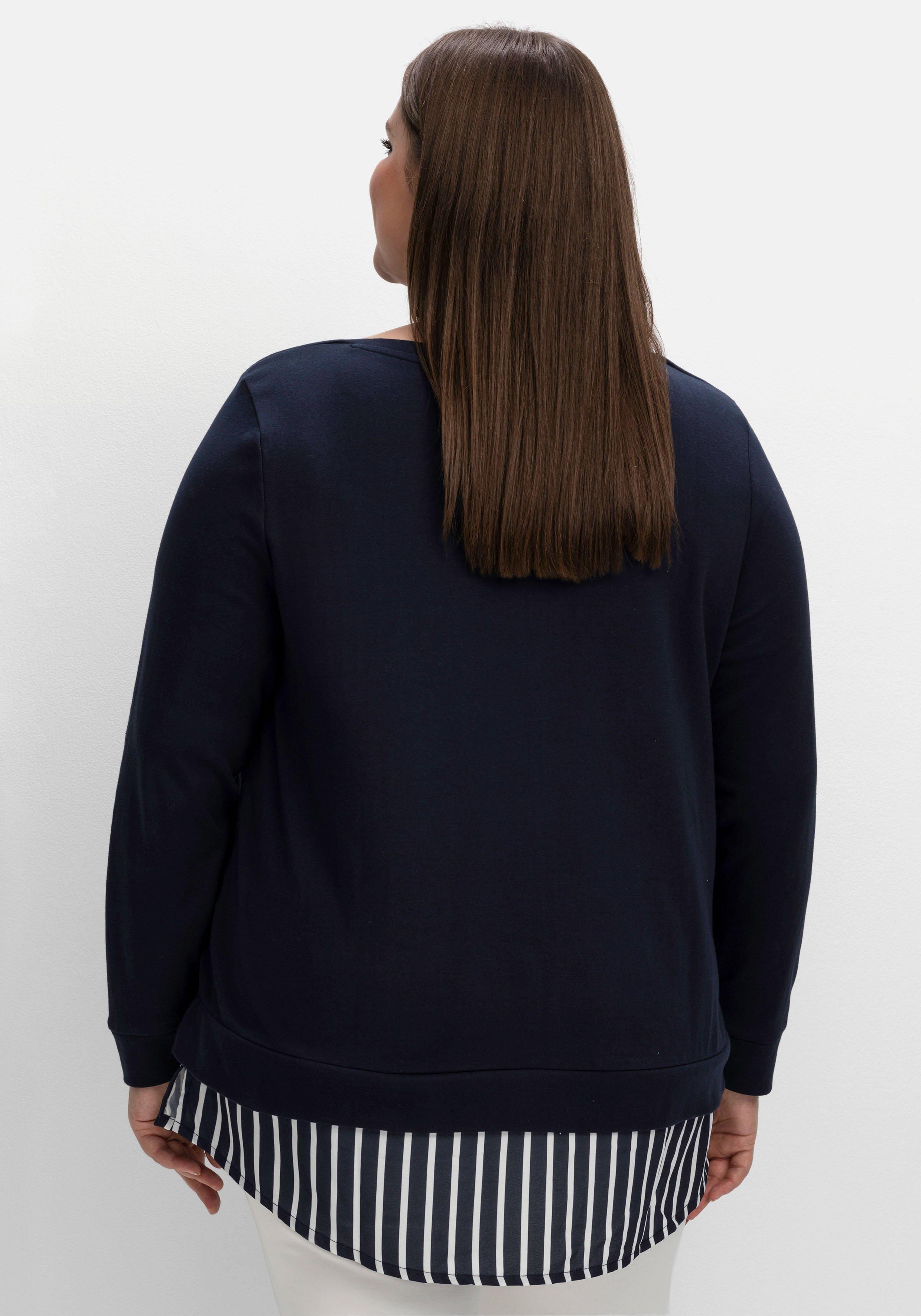 2-in-1-Langarmshirt mit Ansatz aus Blusenstoff