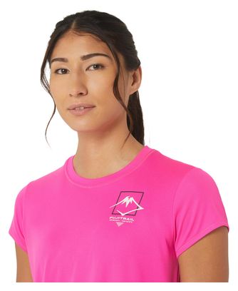 Maillot manches courtes Asics Fujitrail Logo Rose Femme