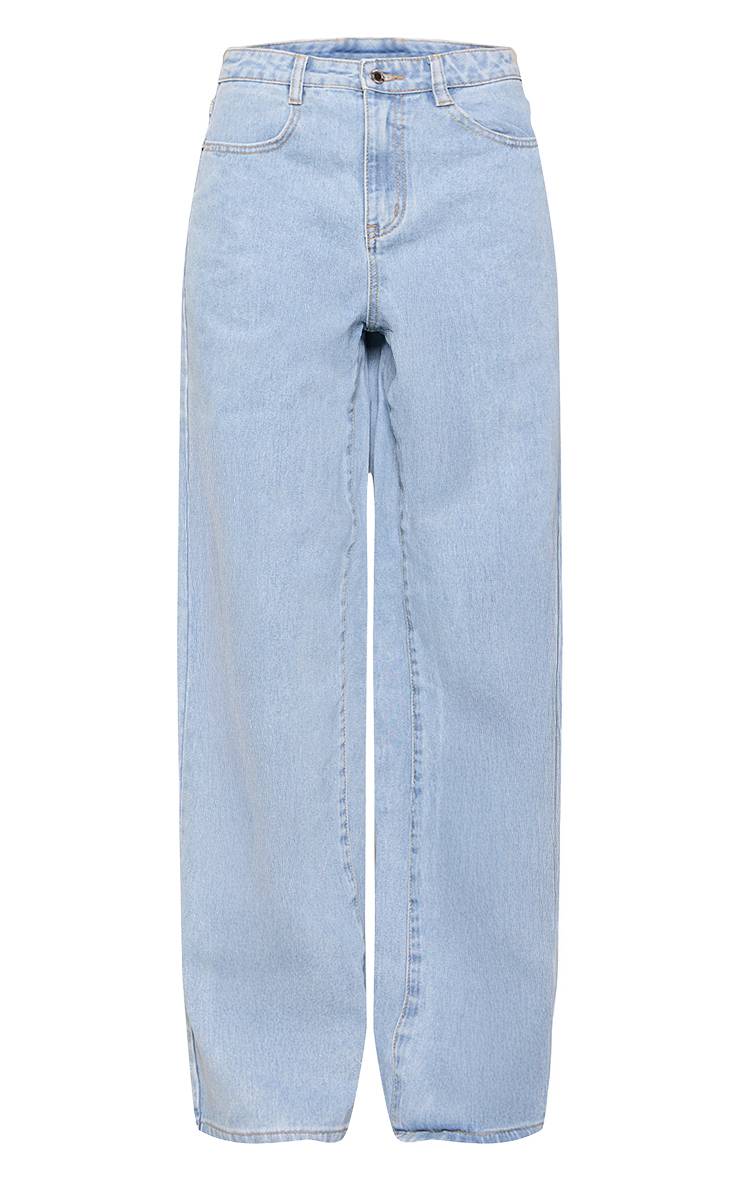 Light Blue Wash Jean Taille Haute Jambe Large Pour Femmes Grandes Tailles
