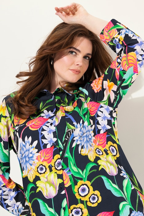 Hemdbluse, Landhausdruck, Hemdkragen, Langarm