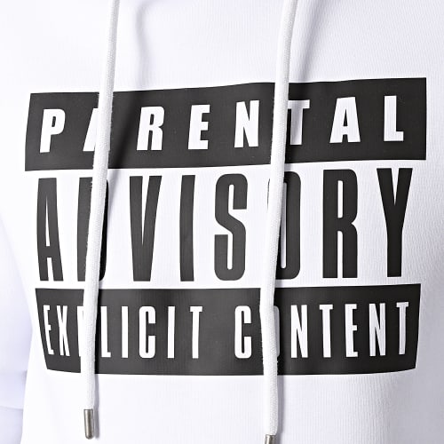 Sweat Capuche Tape Blanc Noir