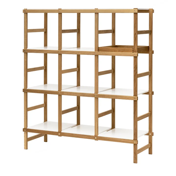 Design House Stockholm - Frame Regal high, 117 x 39 x 132,8 cm, Eiche / weiss