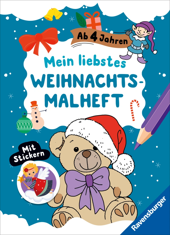 Mein liebstes Weihnachtsmalheft mit Stickern ab 4