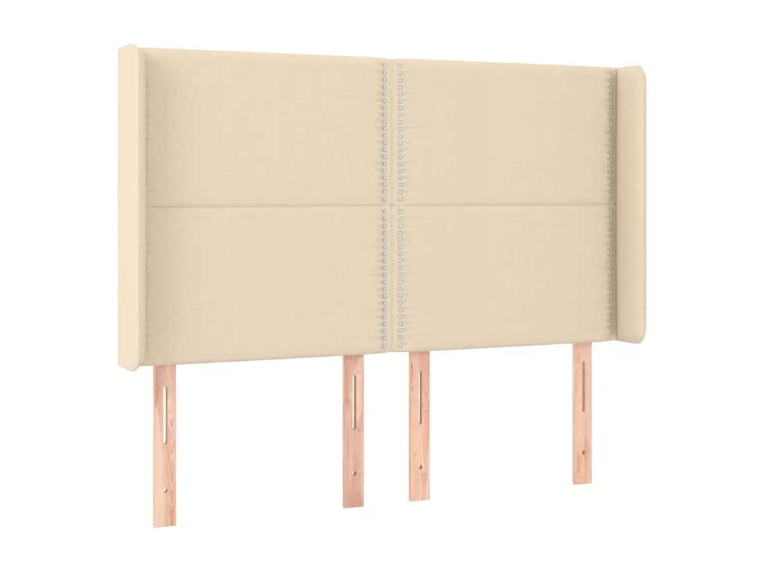 Sommier tapissier avec matelas et LED Crème 140x190 cm Tissu