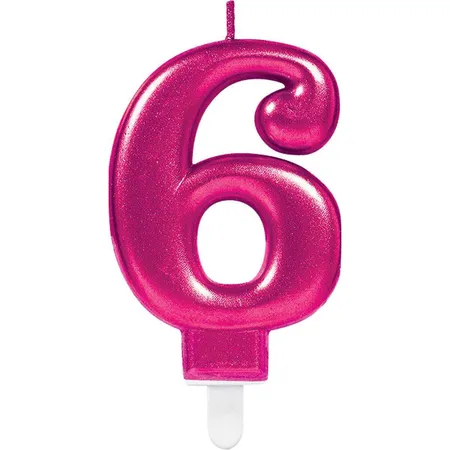 amscan Zahlenkerze 6 Sparkling Celebrations pink
