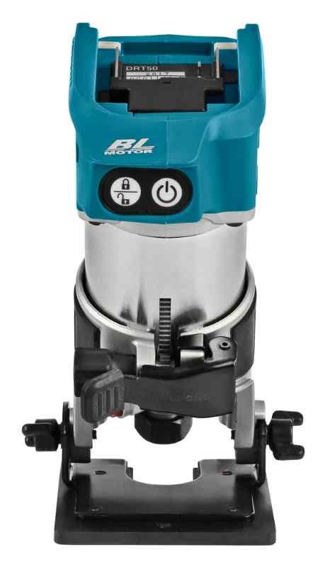 Makita DRT50ZJX9 18V Boven- en kantenfrees met diverse voeten, in mbox met geleiderail adapter