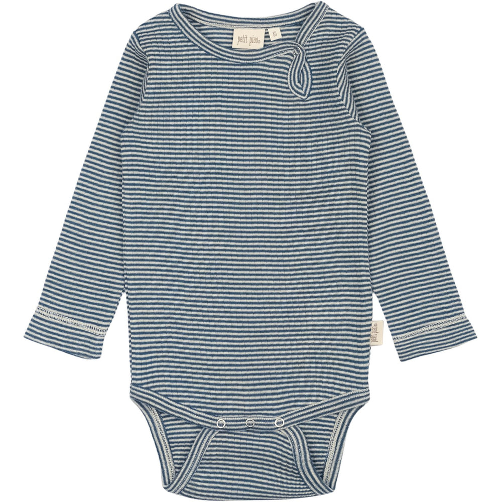 Køb Petit Piao Ensign Blue/dark Off White PPDante Body L/S Merino Uld Striped