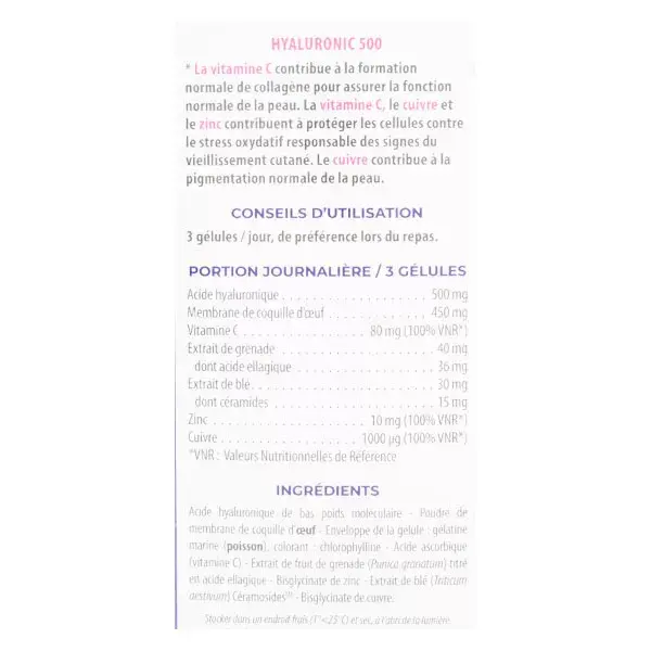 Pharm Nature Micronutrition Hyaluronic 500 81 gélules