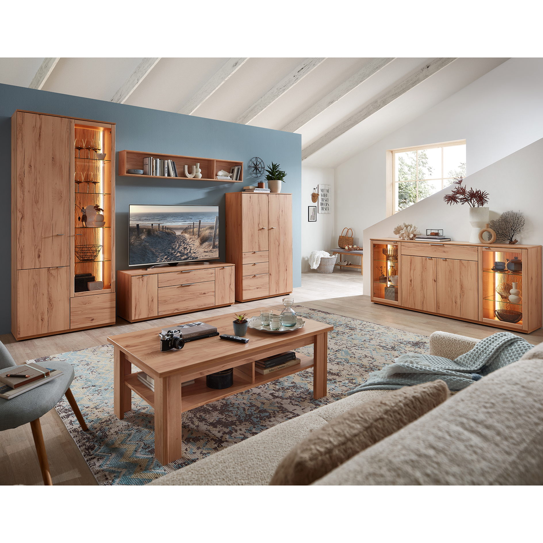 Standvitrine - Balkenbuche - 75 cm