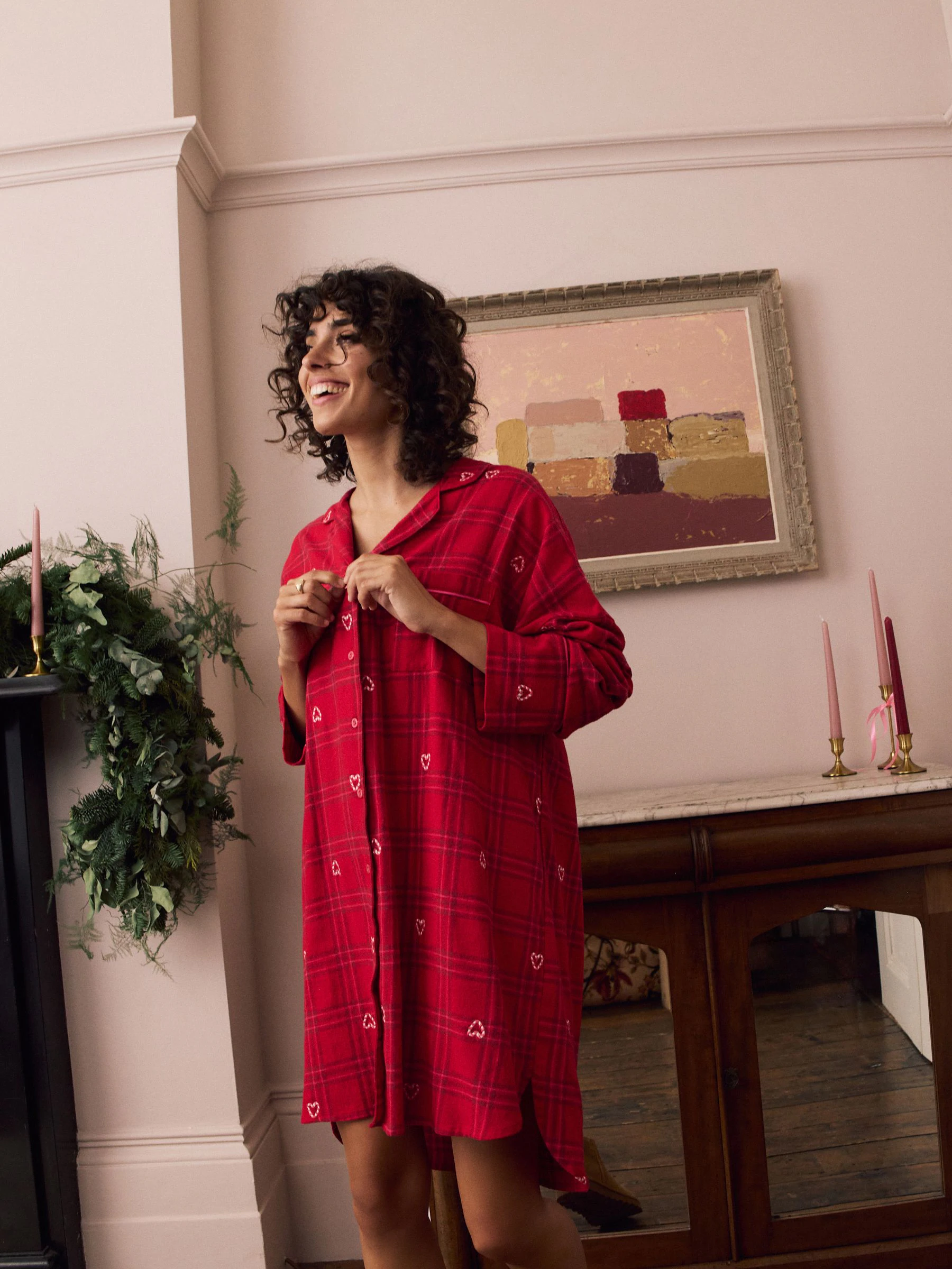 Bordeauxrood - 100% Cotton Flannel Nightshirt