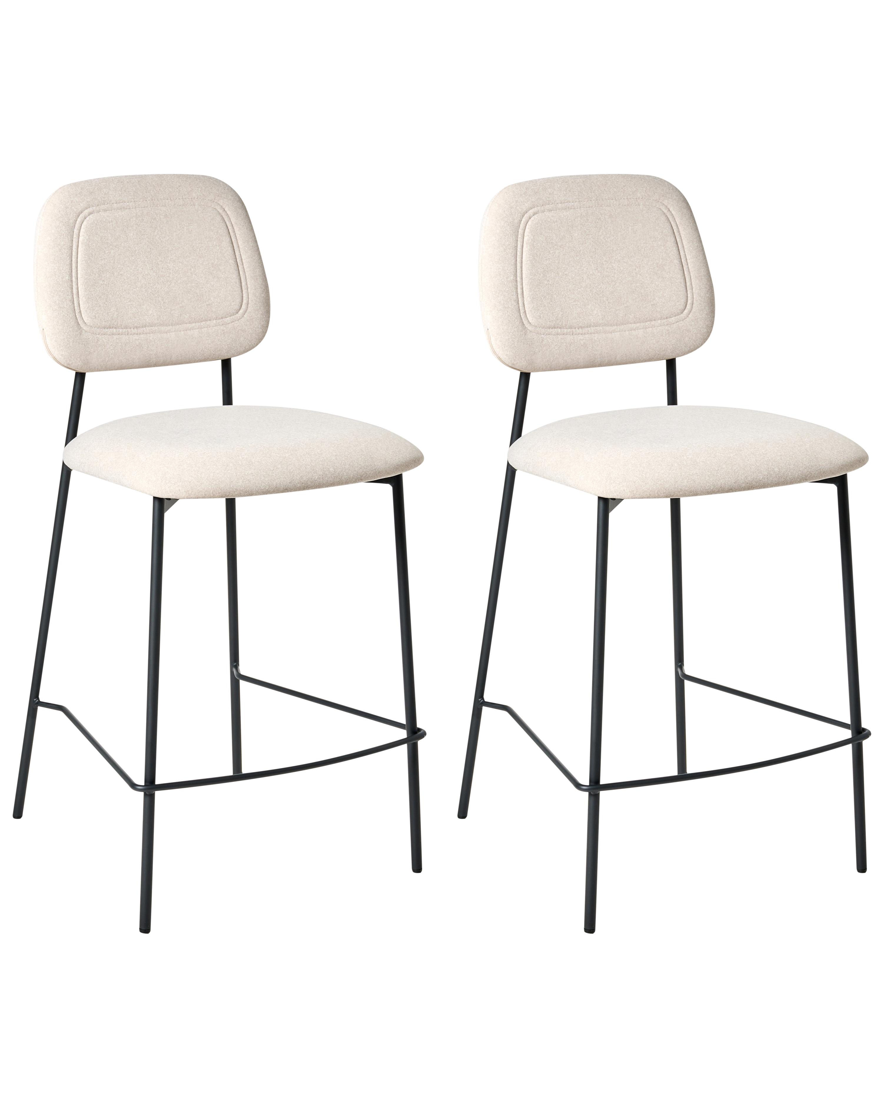 Set van 2 barstoelen DUETTE Fluweel Lichtbeige
