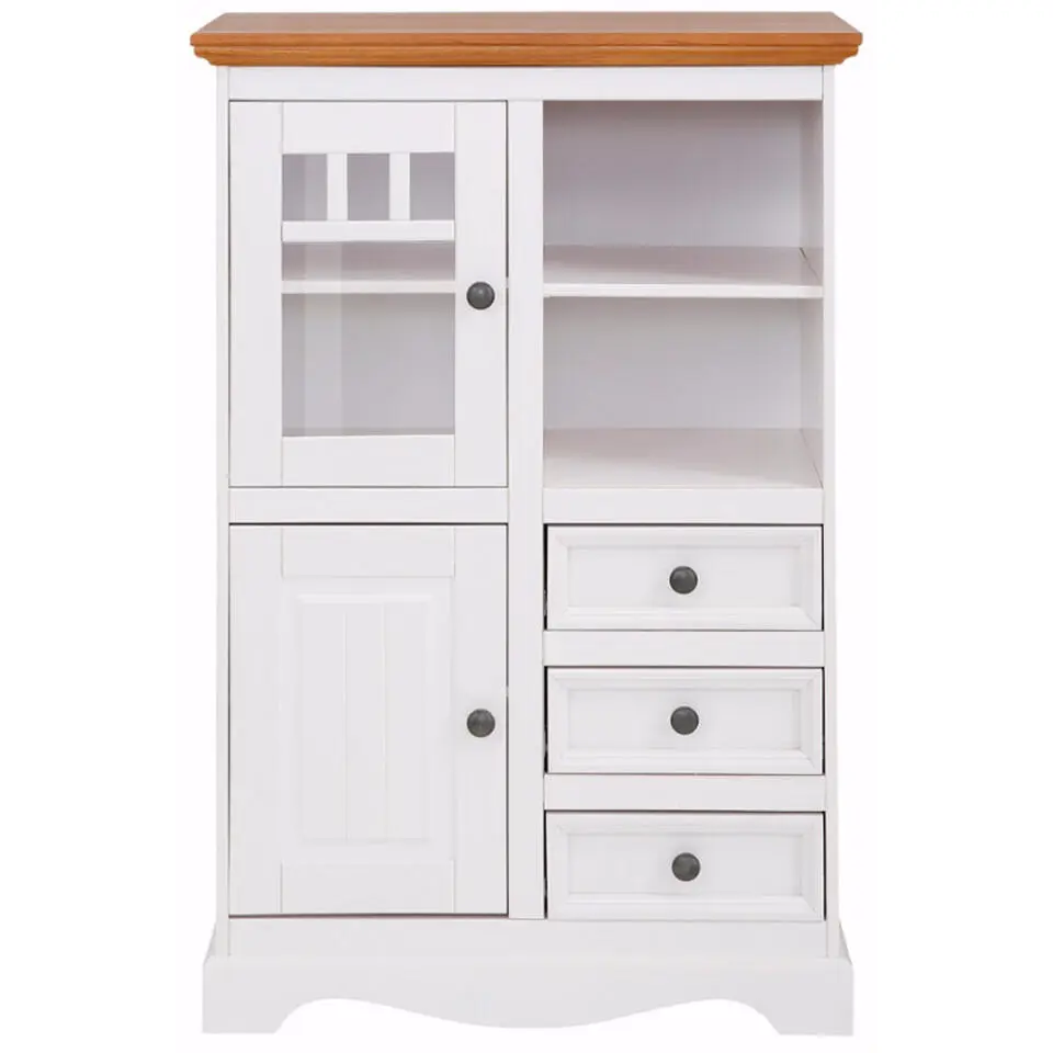 Melissa - Dressoir met 4 deuren en 2 laden in wit / natuurlijk grenen